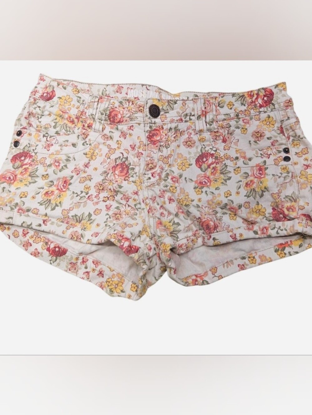 Vtg Cotton Faded Retro Floral Coquett Micro Shorts